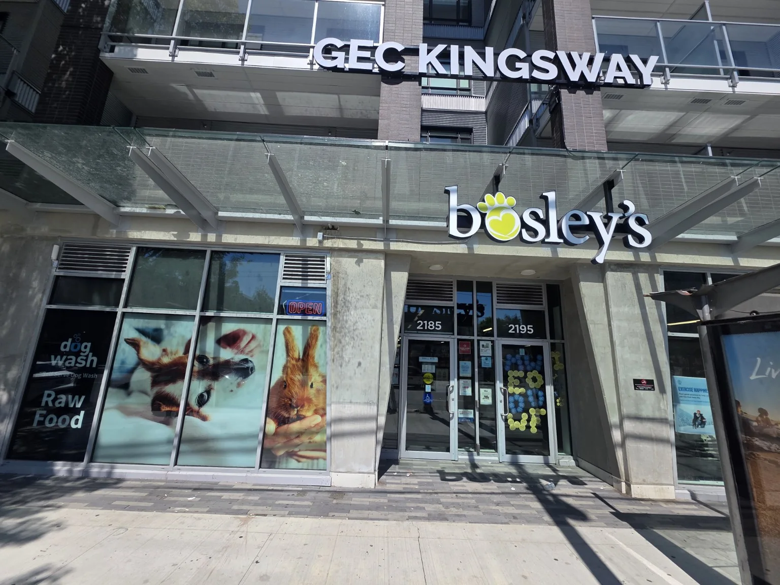 Bosley's GEC Kingsway storefront from the retail graphics rollout