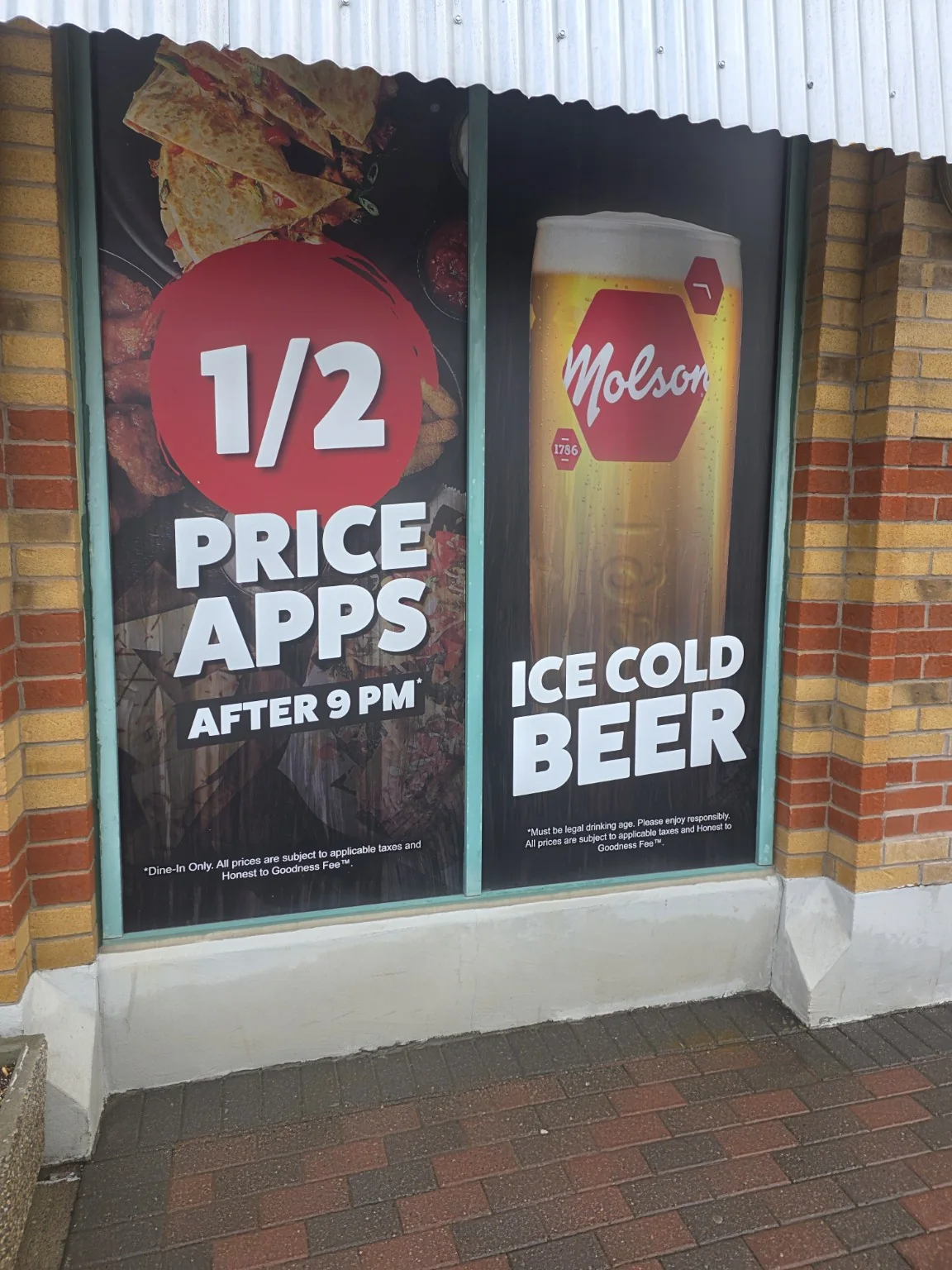 Molson half-price apps and ice cold beer promotional window graphics