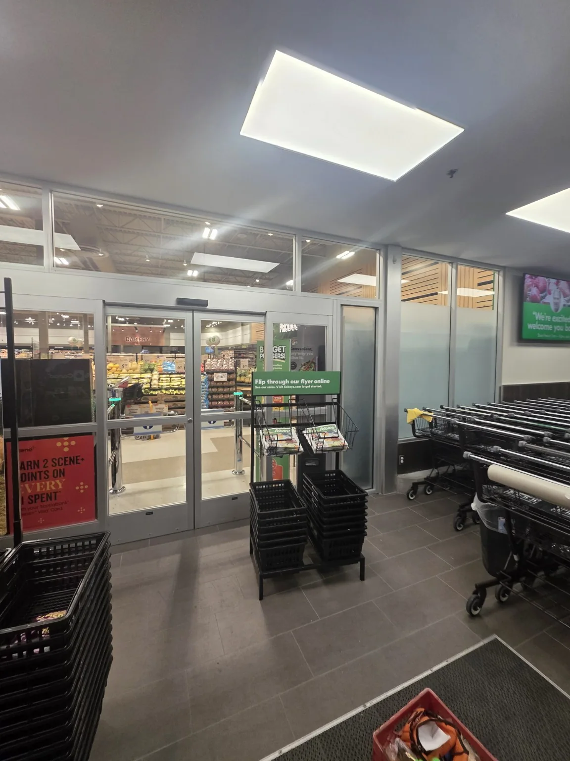 Sobeys entrance with installed frosted privacy film on glass